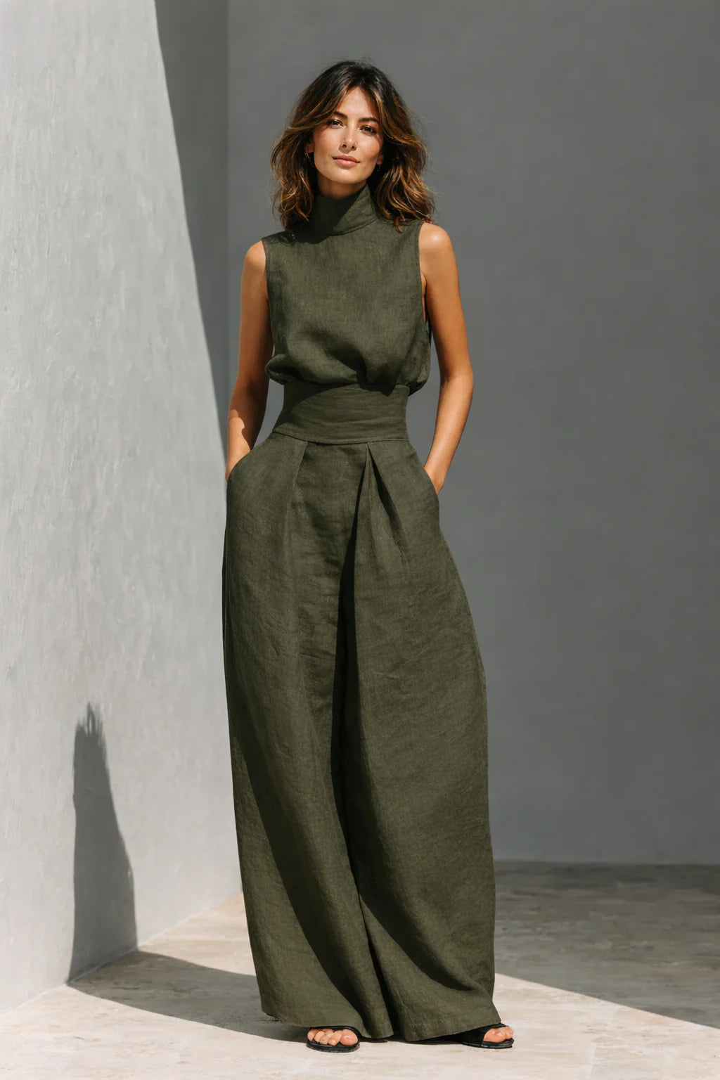 Maria - Conjunto minimalista de algodón y lino para mujer