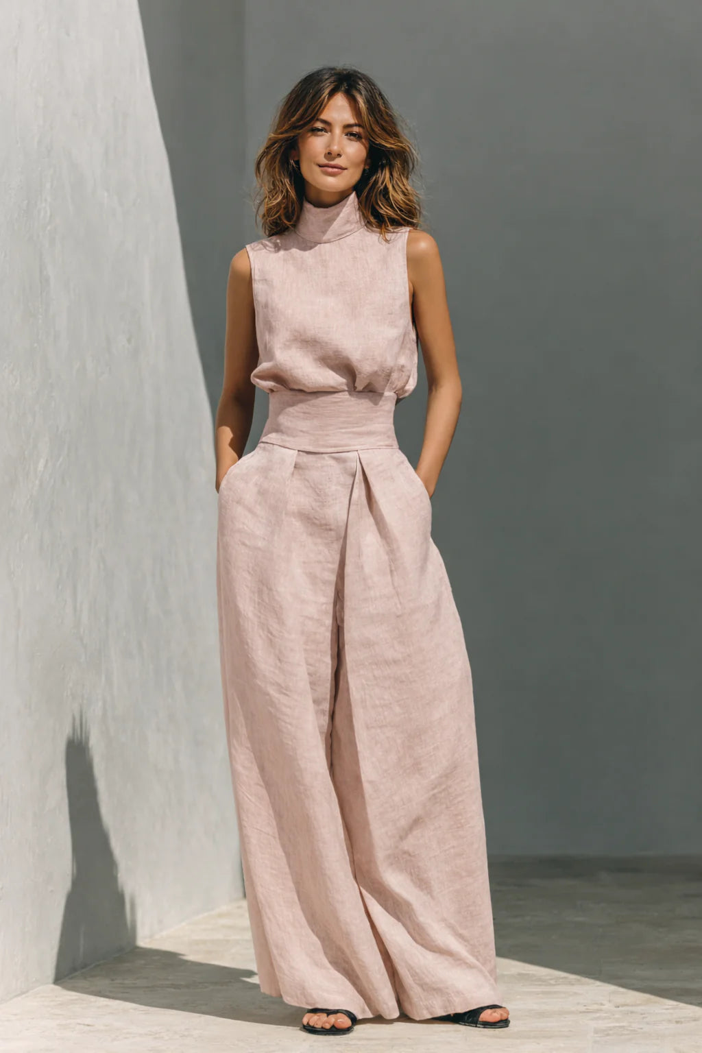 Maria - Conjunto minimalista de algodón y lino para mujer